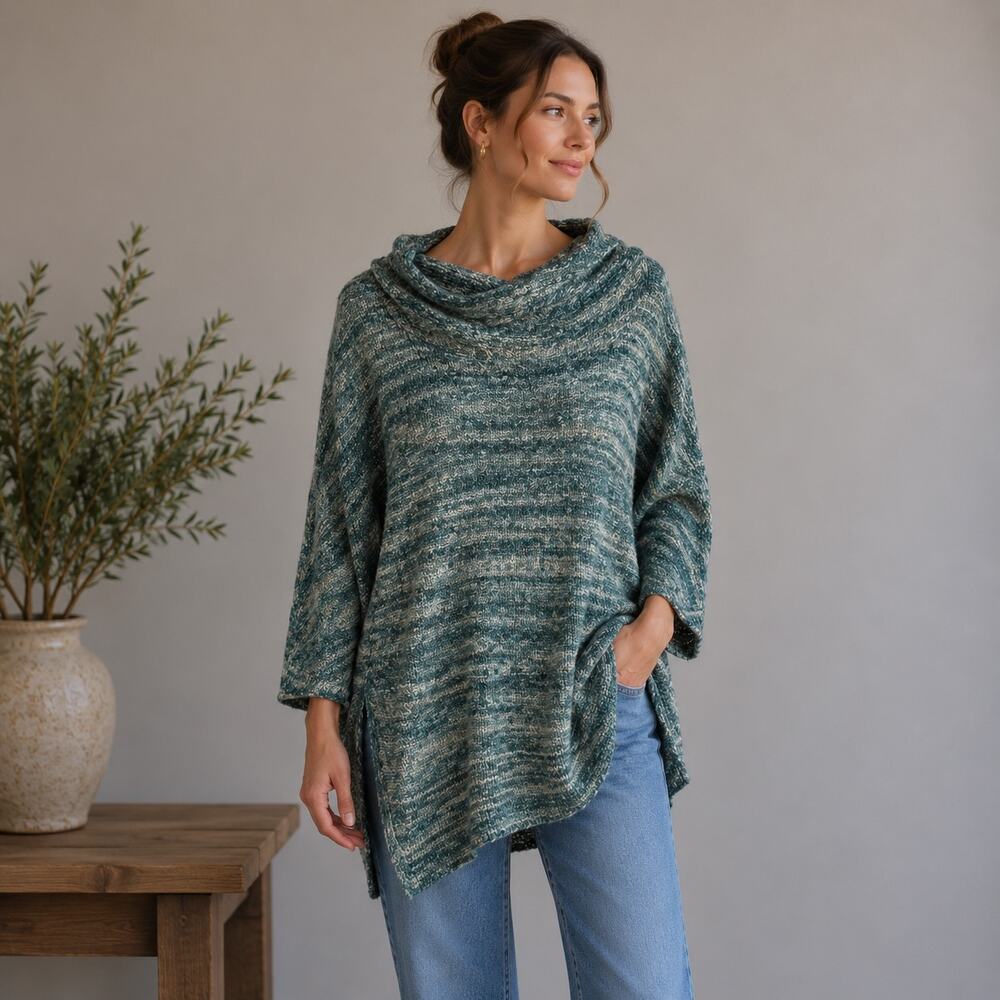 Field & Flower Oversize Teal Sweater Tunic Small